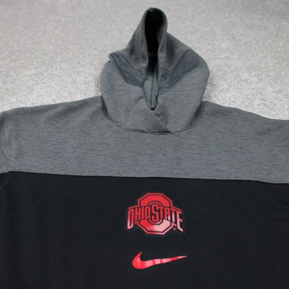 Nike Ohio State‎ Hoodie Adult Medium Gray/Black Dri-Fit L/S Hooded Sweatshirt
